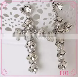 Fashion Wholesale 925 Sterling Silver Diamond Cross Earrings thumbnail-1