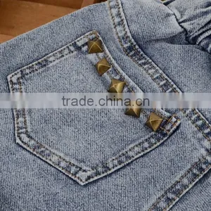Wholesale Fashion Korean Baby Girl Clothes 2016 New Summer Girl Short Jeans Lovely Little Girl Metal Rivets Pocket Jeans thumbnail-5