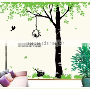 Removable Wall Stickers Environmental Green Treetops Study Bedroom Living Room TV Wall Background Trees Bird Dining Wall Sticker thumbnail-4