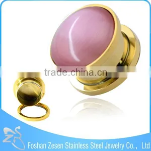 Gold Plated Stainless Steel Single Semi Precious Stone Ear Plug thumbnail-6