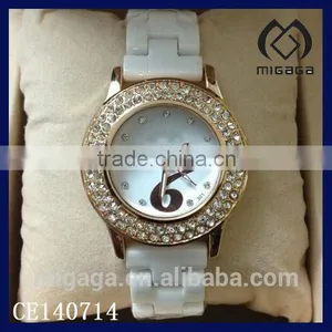 Fashion Zirconia Ceramics Wristwatch With Rhinestone Setting Bezel*rhinestone Ceramics Wristwatch thumbnail-1