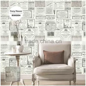 Discounted Printed Pvc Coated Wallpaper, Ivory Vintage Special Design Wall Sticker for Teenage , Peel and Stick Wall Decal Deco thumbnail-1