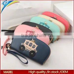 2015 Low MOQ Purse Cheap Oval Carriage Shape Design Clutch Wallet With Tote Band thumbnail-1