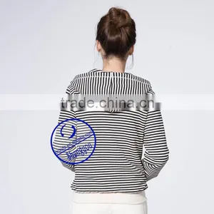 OEM Womens Stripe Zipper-up Hoodies Sweatshirts Manufactures in China thumbnail-6