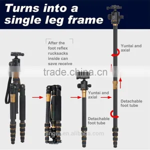 Q-666C Portable Professional Carbon Fiber Tripod &Ball Head for DSLR Camera thumbnail-3