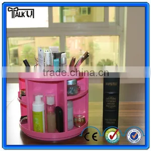 Beautiful Lady Rotatable Pink Counter Clear Acrylic Make up Organizer With Dividers, Custom Lipstick Holder Make up Organizer thumbnail-2