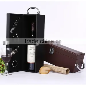 High Quality Customized PU Leather Wood Wine Box thumbnail-2