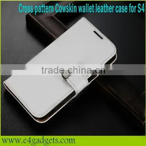 Luxury Cross Pattern Genuine Leather Flip Wallet Case for Samsung s4 Leather Case thumbnail-2