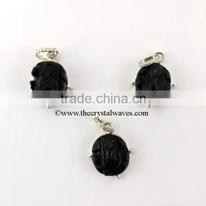 Black Agate Ganesh Cabochon Pendant thumbnail-1