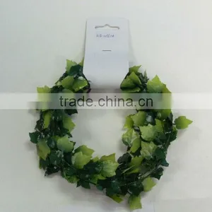 HOT SALE! 9 Feet Green Holly Leaf Wired Tinsel Garlands for X'mas Present Packaging Decorations thumbnail-1