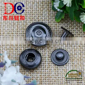 Gun Metal Garment Accessory Custom Logo Snap Button for Leather Jacket thumbnail-3