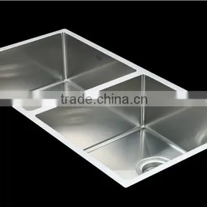 New Premium Handmade Stainless Steel Kitchen Sink Double Bowl thumbnail-3