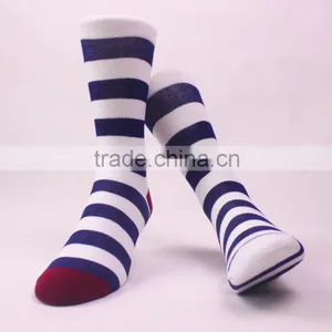 Colorful Thin Stripe Combed Cotton Knitting In Stock Dress Socks Quality Choice thumbnail-5