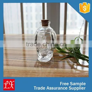 2015 Best Sale Man Blown Skull Glass Bottle With Cork 380ml Capacity Novel Glassware Clear Glass Wine Bottle thumbnail-2