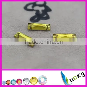 Jonquil Color 6*18mm Rectangle Shape Sew on Crystals/glass With Holes Flat Back Rhinestone thumbnail-2