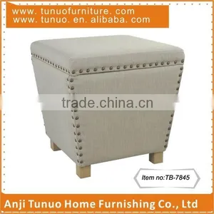 Ottoman,Shoe Storage,Wooden,Cube,Copper Nails Around,TB-7845 thumbnail-1