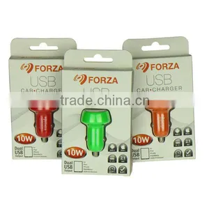 FORZA 5.0V/2.1A Dual USB Car Charger With Clamshell Packaging thumbnail-2