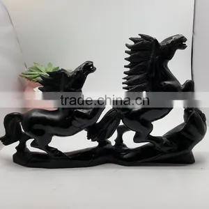 Obsidian Horse Sculpture Animal Carvings thumbnail-1