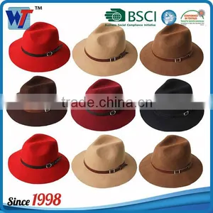 Wholesale Lady Fedora Wool Felt Wide Brim Black Fedora Hats for Women thumbnail-1