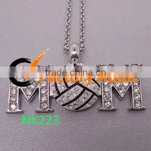 Rhinestone Volleyball Necklace and Earring Set thumbnail-1