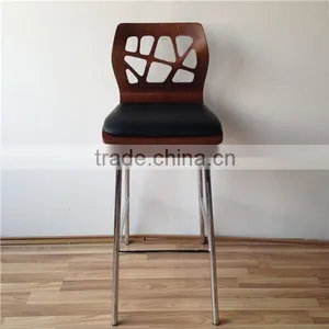 New Commercial Furniture General Use Bar Stool High Chair With Black PU Leather Upholstery thumbnail-2