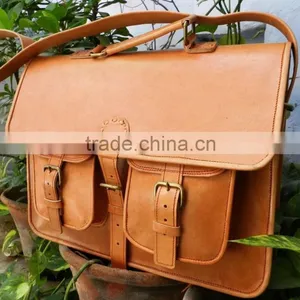 Hand Made Leather Cross Body Messenger Bag/genuine Leather Office Bags thumbnail-2