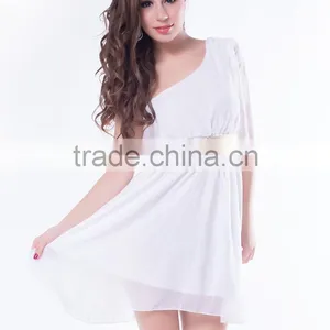 Simple Design Chiffon Fabric One-shoulder Casual Dress for Fat Women thumbnail-1