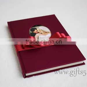 Custom Handmade Luxury Dark Fuchsia Wedding Guest Book With You Own Photo thumbnail-4
