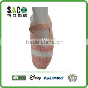 Pink White Stripe Button Strap With Anti Knitted Floor Socks thumbnail-2