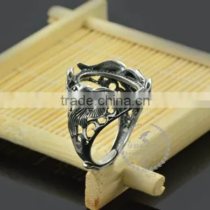 15*20mm 925 Sterling Silver Antiqued Silver Vintage Style Oval Bezel Elephant Ring Base Blank Supplies DIY Findings 1223062 thumbnail-3
