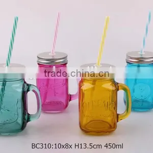 Glass Mason Jar Sprayed Color With Metal Lid thumbnail-1