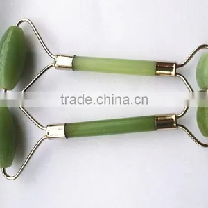 Natural Jade Roller Face Massager With Natural Jade With Silver Connector no Gold Connector thumbnail-3