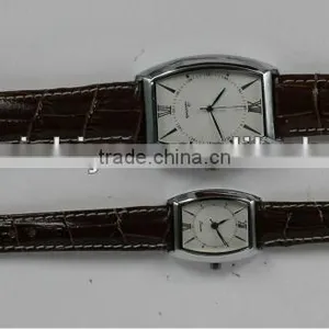 Special Rectangular Crozzling Twin Watches Emulational Leather Watches for Valentines thumbnail-1