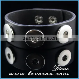 High Quality Flower Type Leather Snaps Bracelet With 1 pc Snap Button Jewelry thumbnail-1