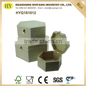 Unfinished Hexagon Wooden Packaging Box Wholesale thumbnail-3