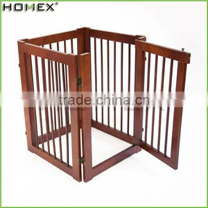 4 Part Solid Wood Pet Gate Pet Fence w Door Homex_BSCI Factory thumbnail-1
