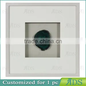 Wooden Shadow Box Frame Encasing Colorful Agate Stone Under Glass thumbnail-4