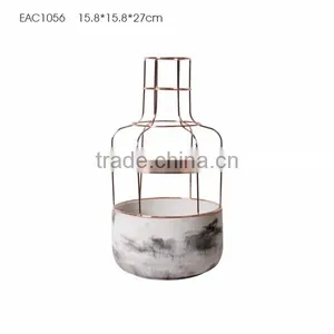 Round Flower Vase, White Flower Pot, Eco-friendly Concrete Plant Pot thumbnail-1