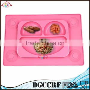 NBRSC Silicone Kids Plates Baby Food Mat Silicone Suction Placemat Happy Face Feeding Plate for Toddlers thumbnail-1