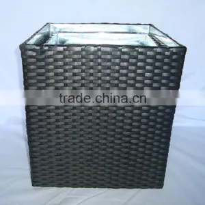 Square PE Rattan Baskets With Zinc Insert thumbnail-1