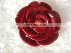 Wholesale 30mm Dark Red Natural Coral Flower Shape Pendant for Necklace thumbnail-1