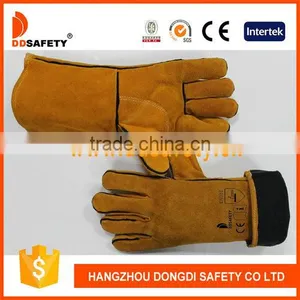 DDSAFETY Custom Made Leather Gloves With Yellow Color thumbnail-1