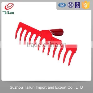 Red 12T Steel Garden Rake thumbnail-2