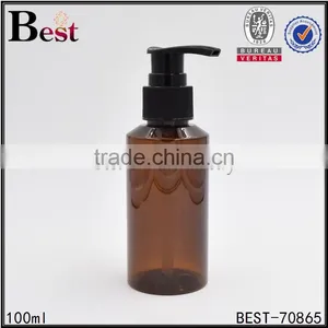 2017 Hot New Products Cosmetic Oblique Shoulder Beard Oil Lotion Pump Amber PET 100ml Plastic Bottle for Oil thumbnail-1