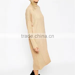 Ladies Autumn Midi Jumper Dress With Roll Neck Ladies' Long Dress thumbnail-4