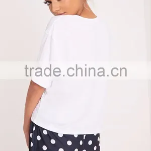 Custom Logo Print Loose Top Short Sleeve With Dots Shorts Causal Pajama Set Ladies Pyjama Set thumbnail-2
