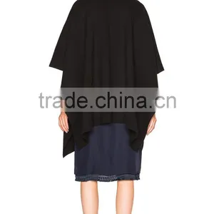 Womens Wool Ponchos,Women Knit Poncho Shawl Black Color thumbnail-4