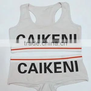 Custom Your Own Brand Logo Design Elastic Band Bra Bikini Lady Briefs Women 95%Cotton 5%Spandex Bralette Sport Crop Tank Top thumbnail-6