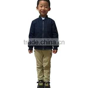 Custom Wholesale Plain Zip Front Bomber Jacket For Children thumbnail-1