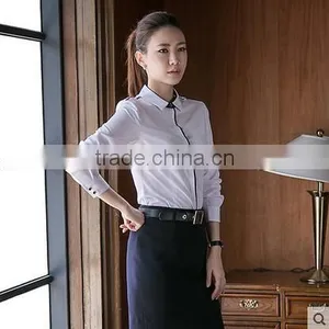 Custom Beautiful Latest Formal Office Lady White Blouse Uniform New Blouse Design thumbnail-1